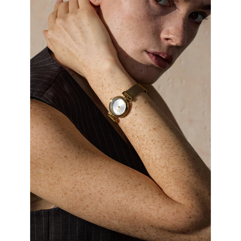 Fashion Stainless Steel Lades' Watch with Japan Movement Waterproof Polished Shiny 18K Gold PVD Plated Jewelry Accessories