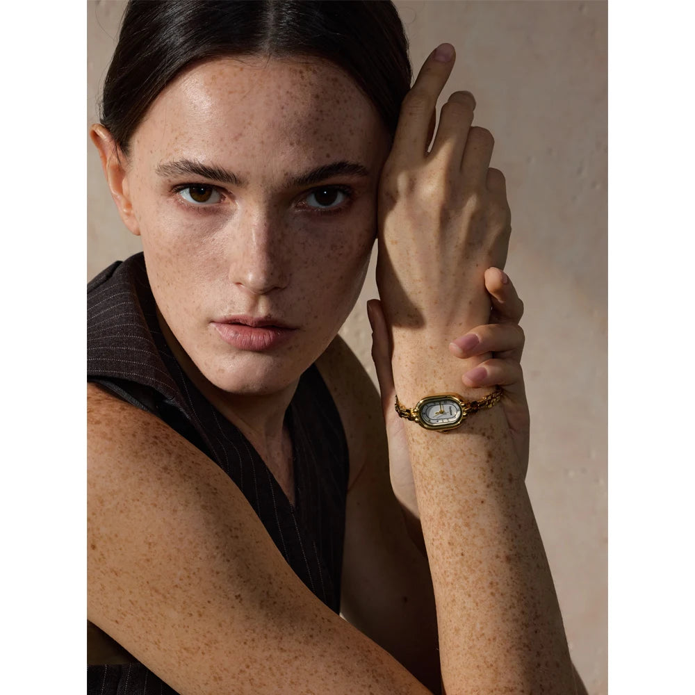 Fashion Stainless Steel Lades' Watch with Japan Movement Waterproof Polished Shiny 18K Gold PVD Plated Jewelry Accessories