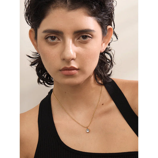 Stainless Steel Exquisite Moonlight Stone Drop Necklace for Women High Quality Chic Chain Charm Jewelry Gift Waterproof