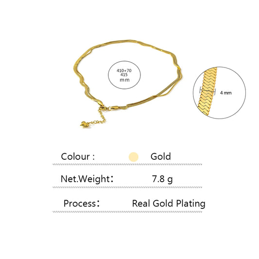 Charm New Geometric Snake Chain Necklace Trendy Stainless Steel Jewelry Golden Metal Texture брелок Women Waterproof Gift