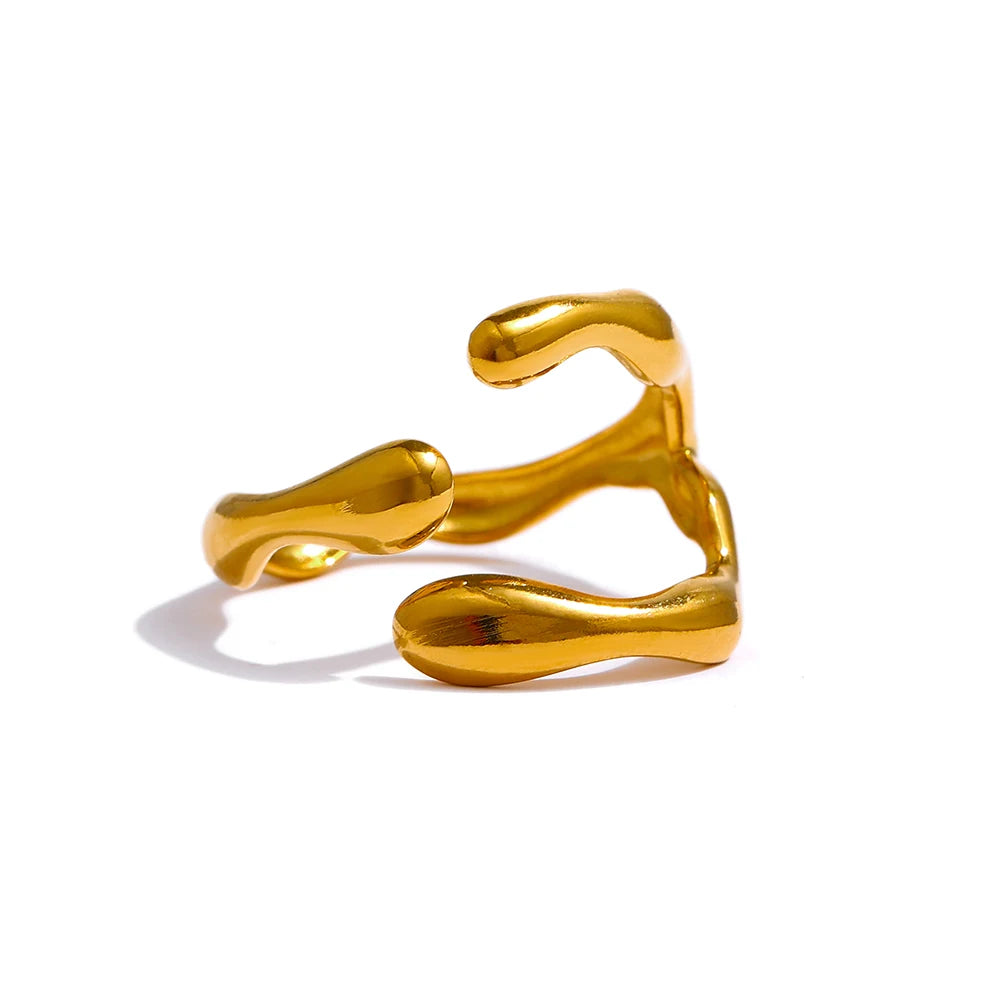 316L Stainless Steel Ring New Design Metalic 18 K PVD Plated Jewelry Trendy Opening Ring бижутерия для женщин Gift
