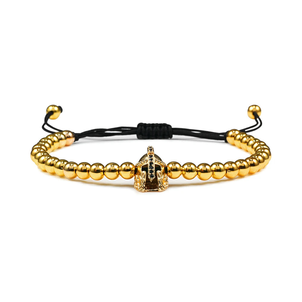 Charm Skull Head Copper Beads Bracelets Handmade Pave CZ Skeleton Crystal Adjustable Bracelet Punk Wrist Jewelry for Women Men