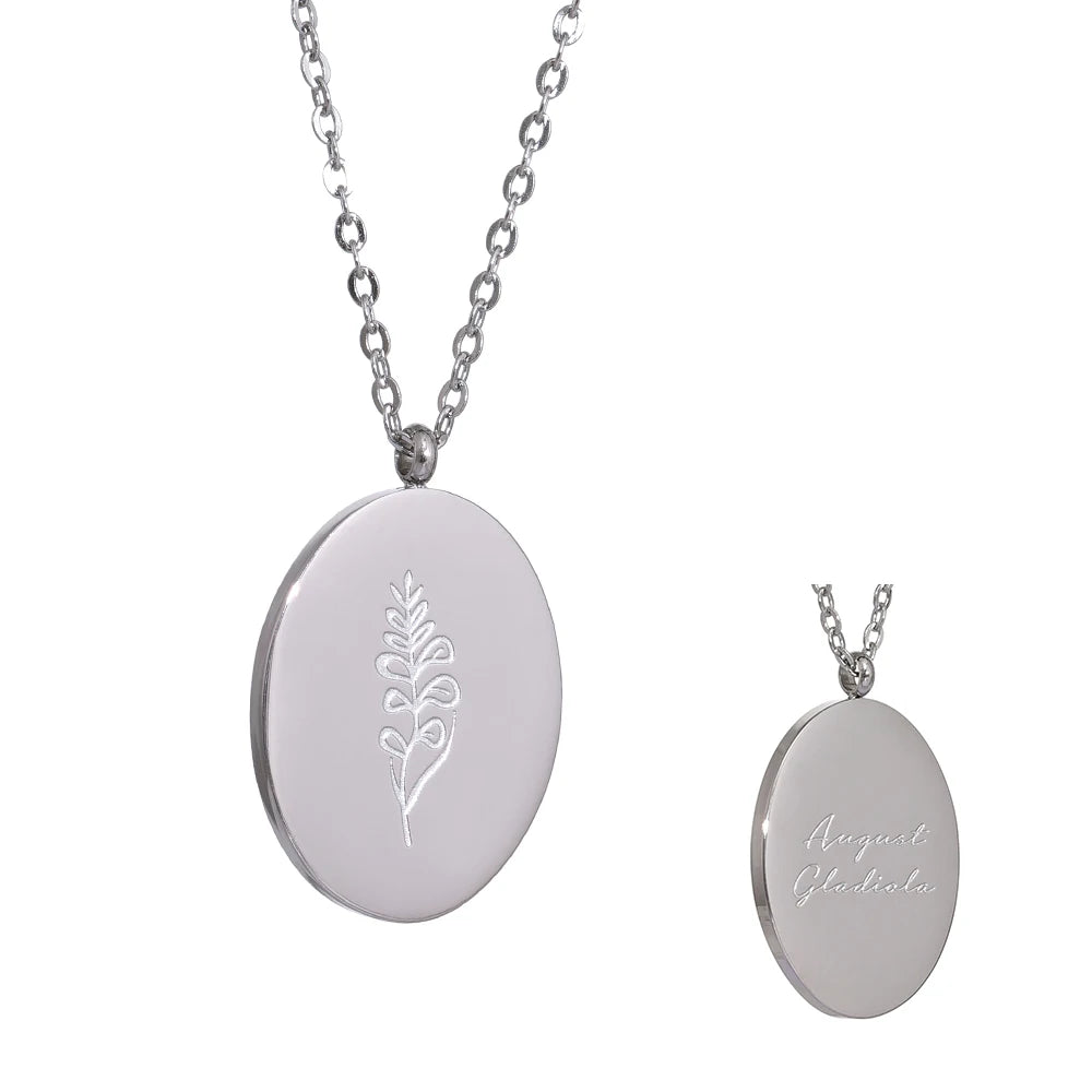 316 Stainless Steel 12 Month Birth Flower Floral Pendant Necklace Mother Sister Giff PVD Collar Golden Necklace Waterproof