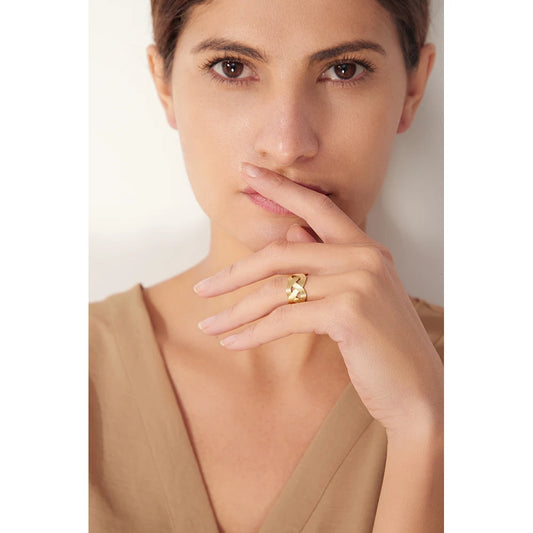 Statement Handmade Weave Stainless Steel Ring for Women Fashion Metal Texture Opening Summer Finger Chic Jewelry Gift