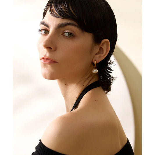 High Quality Imitation Pearls Drop Stainless Steel Golden Korean Hoop Earrings Charms Fashion Jewelry Bijoux Femme Gift