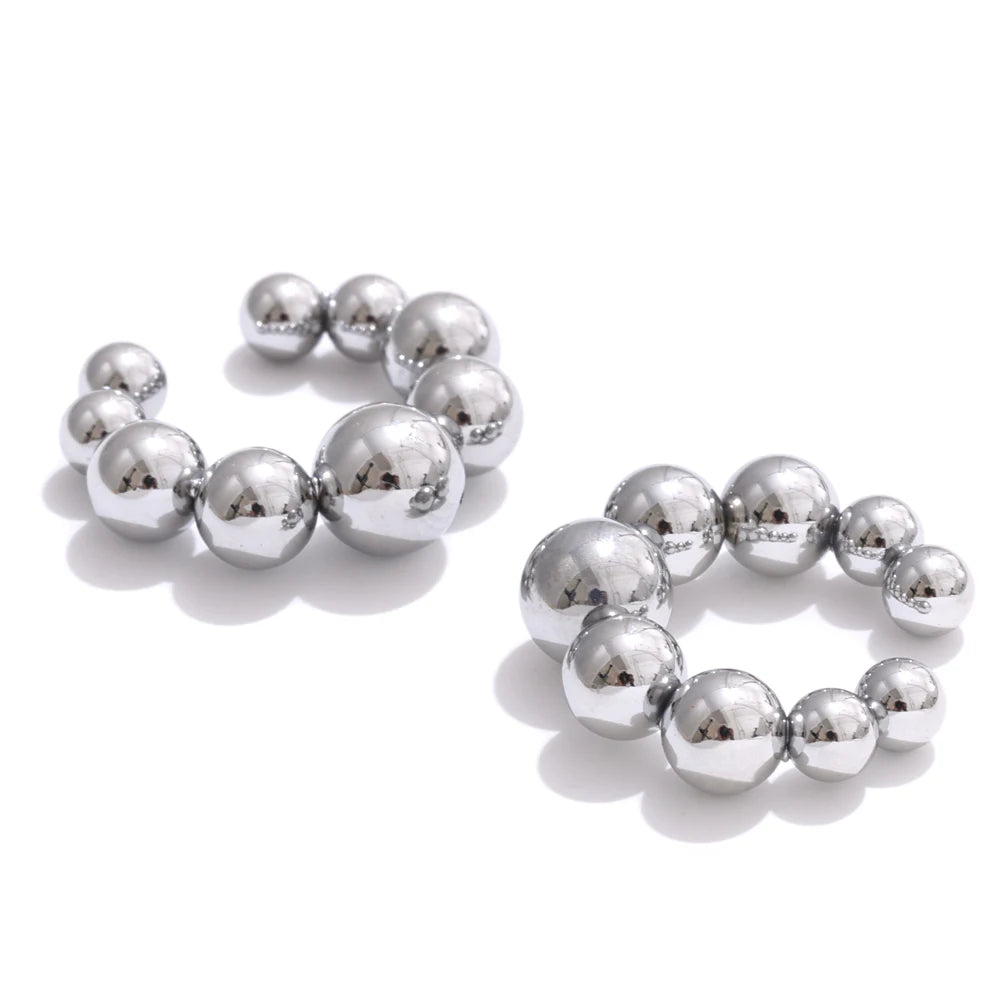 316L Stainless Steel Round Beads Ear Bone Earrings 16K PVD Plated Fashion Personalized Ear Clip Accessories 2025