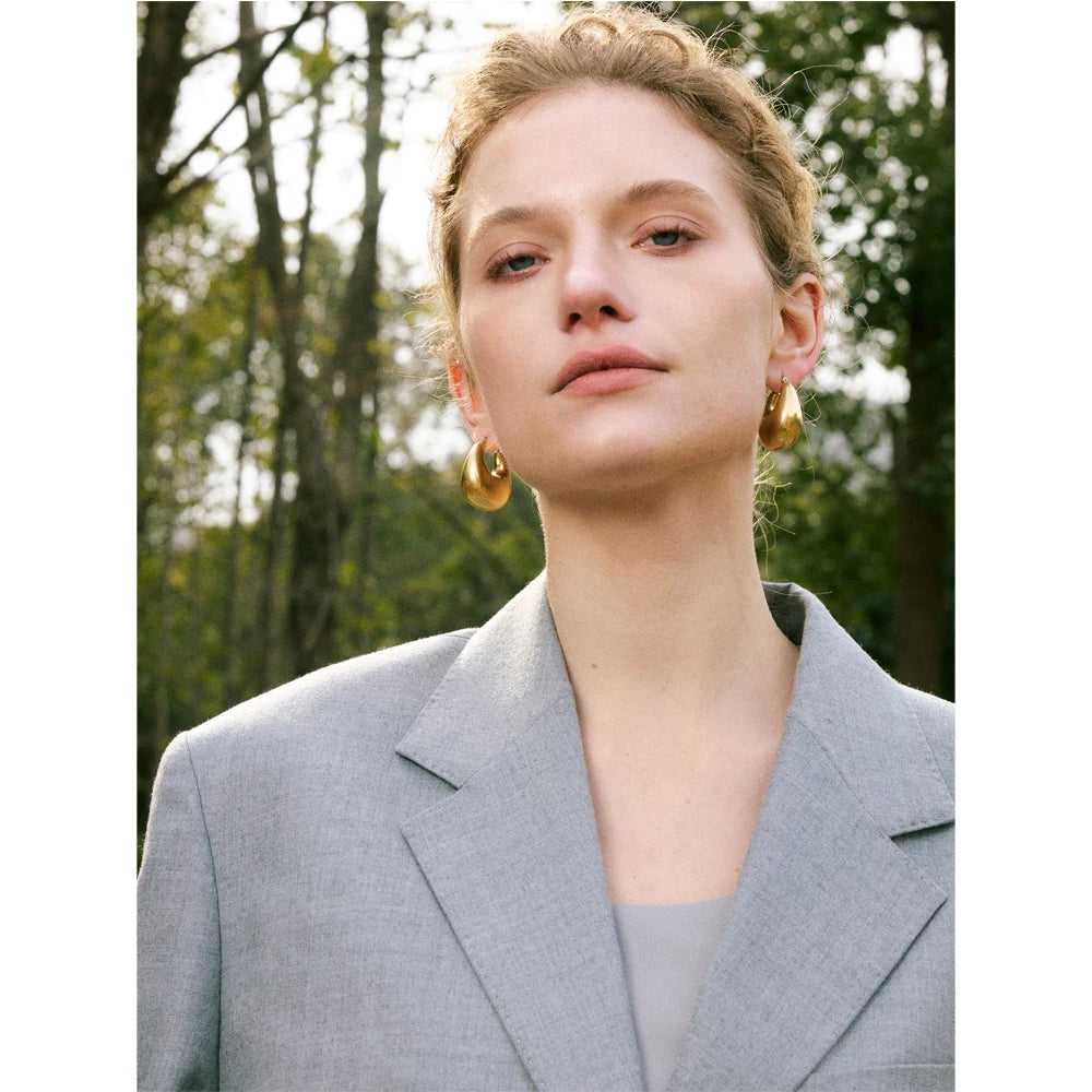 High Quality Stainless Steel Glossy Smooth Metal Chunky Hollow Hoop Earrings 2025 Statement PVD Plated Jewelry Recommend