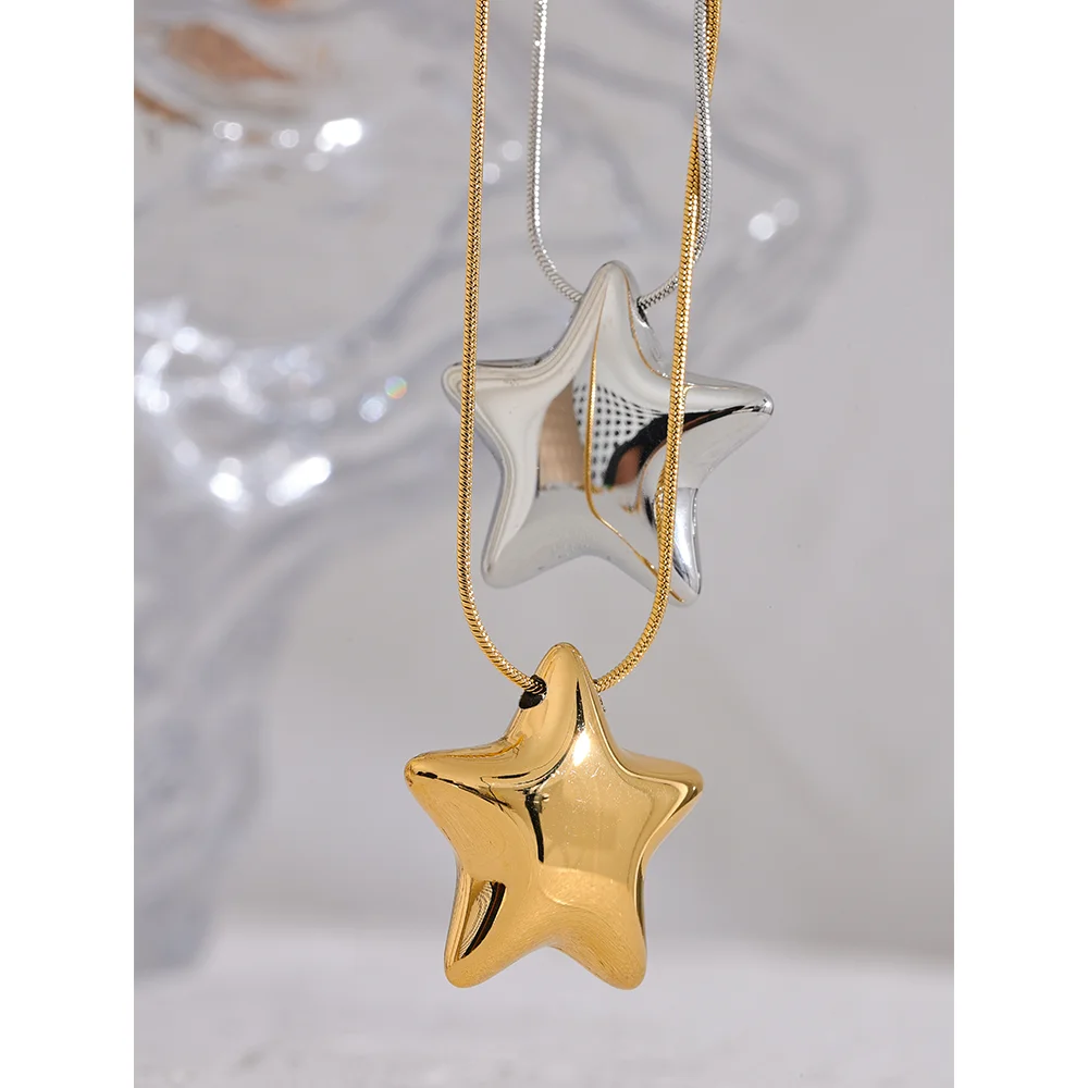 316l Stainless Steel Star Pendant Necklace Waterproof 18K PVD Plated Metal Fashion Jewelry Attractive Women Accessories