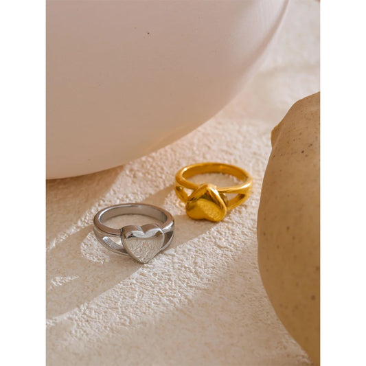 6789# Stainless Steel Metal Heart High Quality Women Ring Gold Silver Color Charm Romantic Jewelry 18K PVD Plated