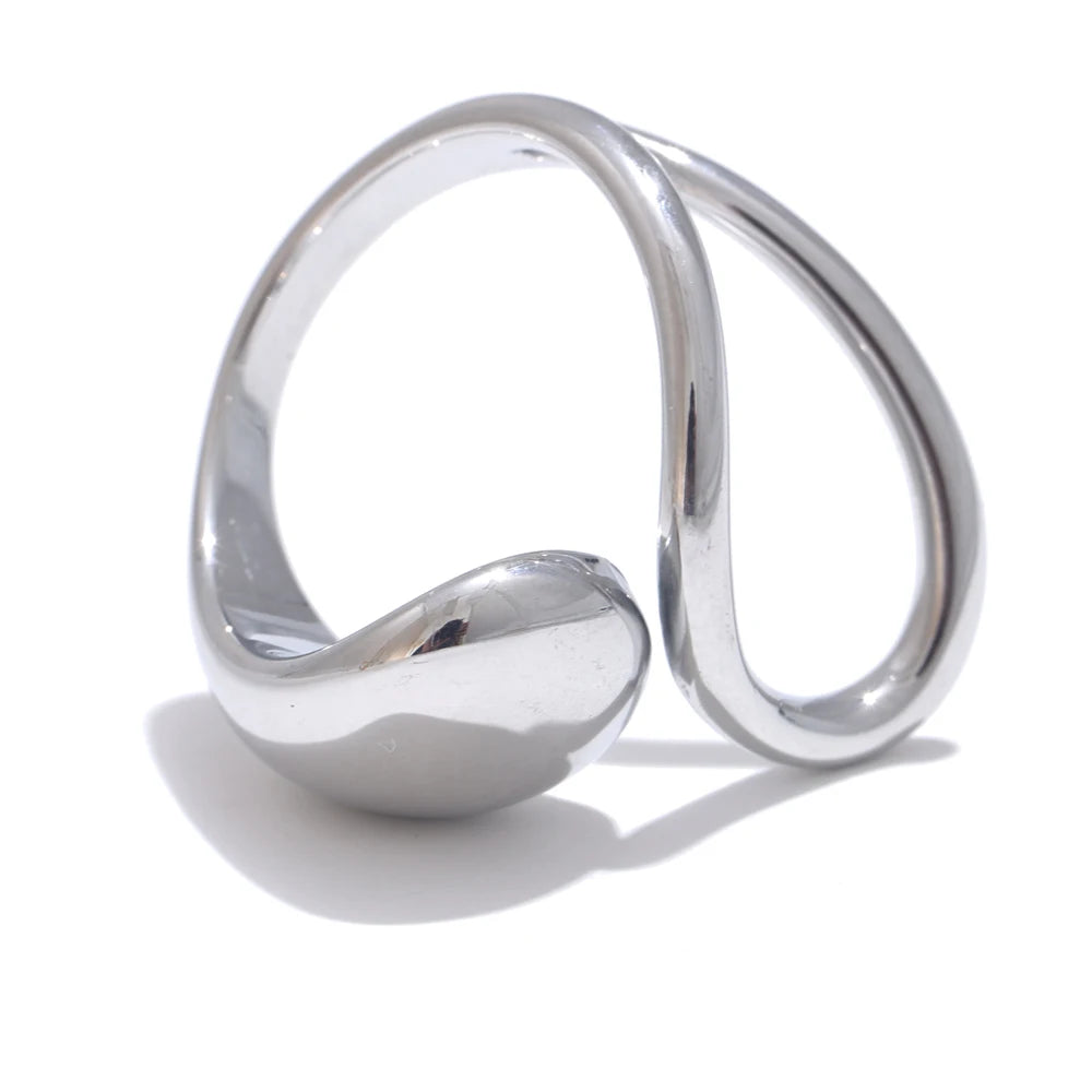 Creative 316L Stainless Steel Geometric Fashion Open Adjustable Ring 18K PVD Plated New Daily Chic High Quality Jewelry