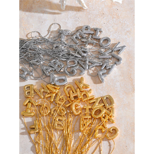 Waterproof 26 English Letter Initial Name Pendant Necklace Stainless Steel 18K PVD Plated A to Z Charm Jewelry Wholesale