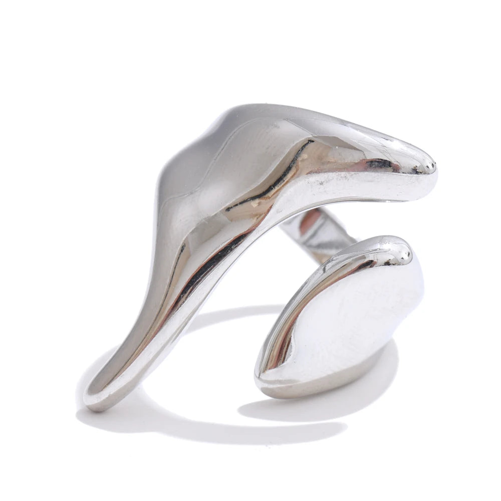 New Casting PVD Plated Stainless Steel Metal Geometric Adjustable Creative Ring Women Daily Fashion Jewelry Accessories