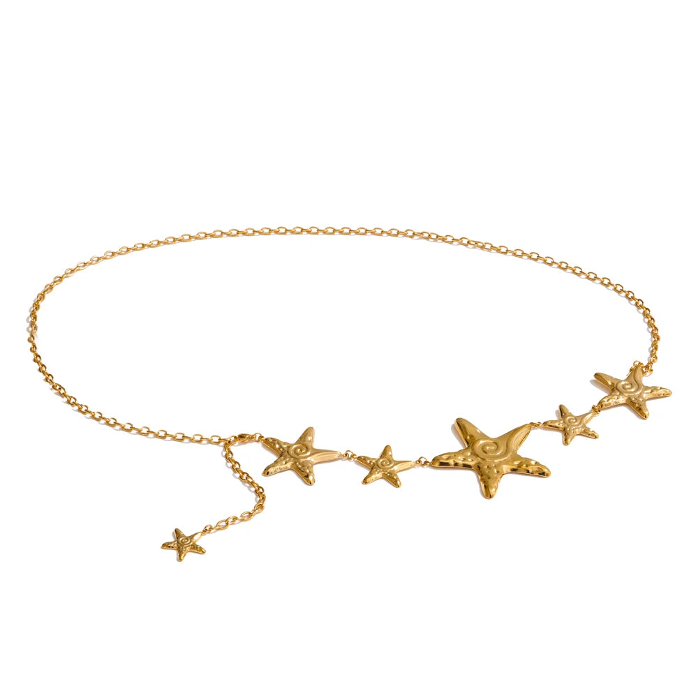 Summer Ocean Style Starfish Waist Body Chain Fashion Charm Jewelry Waterproof Stainless Steel Beach Vacation Accessories