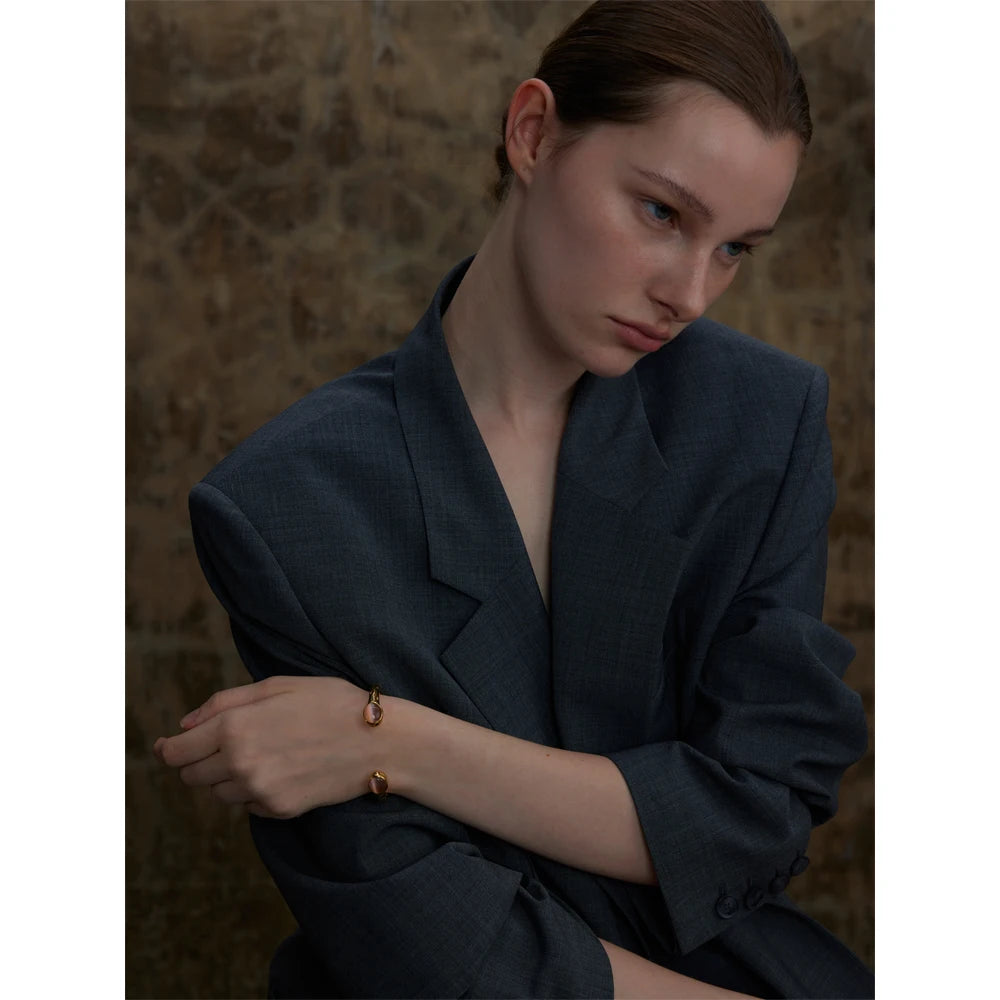 62mm High Quality Stainless Steel Multicolored Natural Stone Golden Cuff Open Bracelet Bangle Water Resistant Jewelry