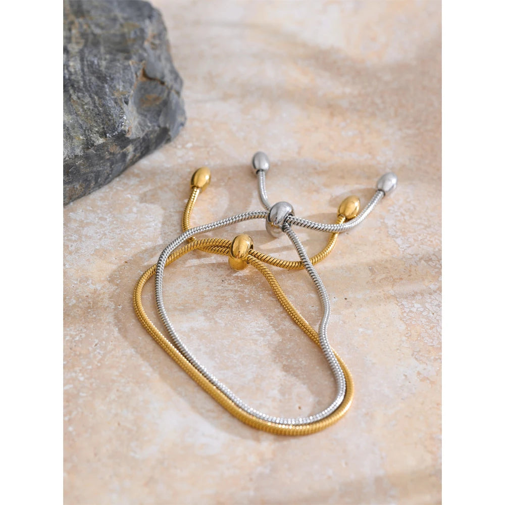 Fashion Exquisite Basic Chain Pull-out Adjustable Bracelet Bangle Gold Platinum Plated Daily High Quality Jewelry Gift