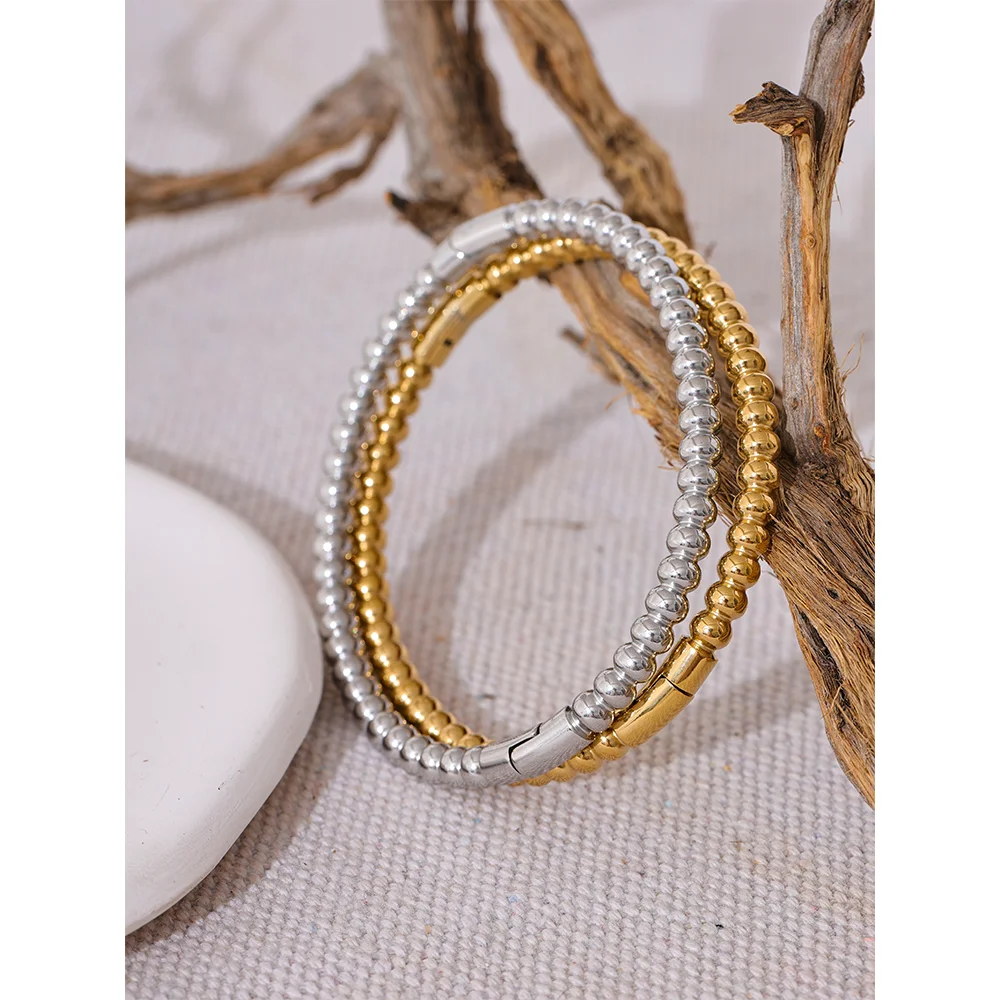 57mm Stainless Steel Statement Bracelet Bangle Charm Metal Handmade Polished Wrist Jewelry Waterproof Accessories