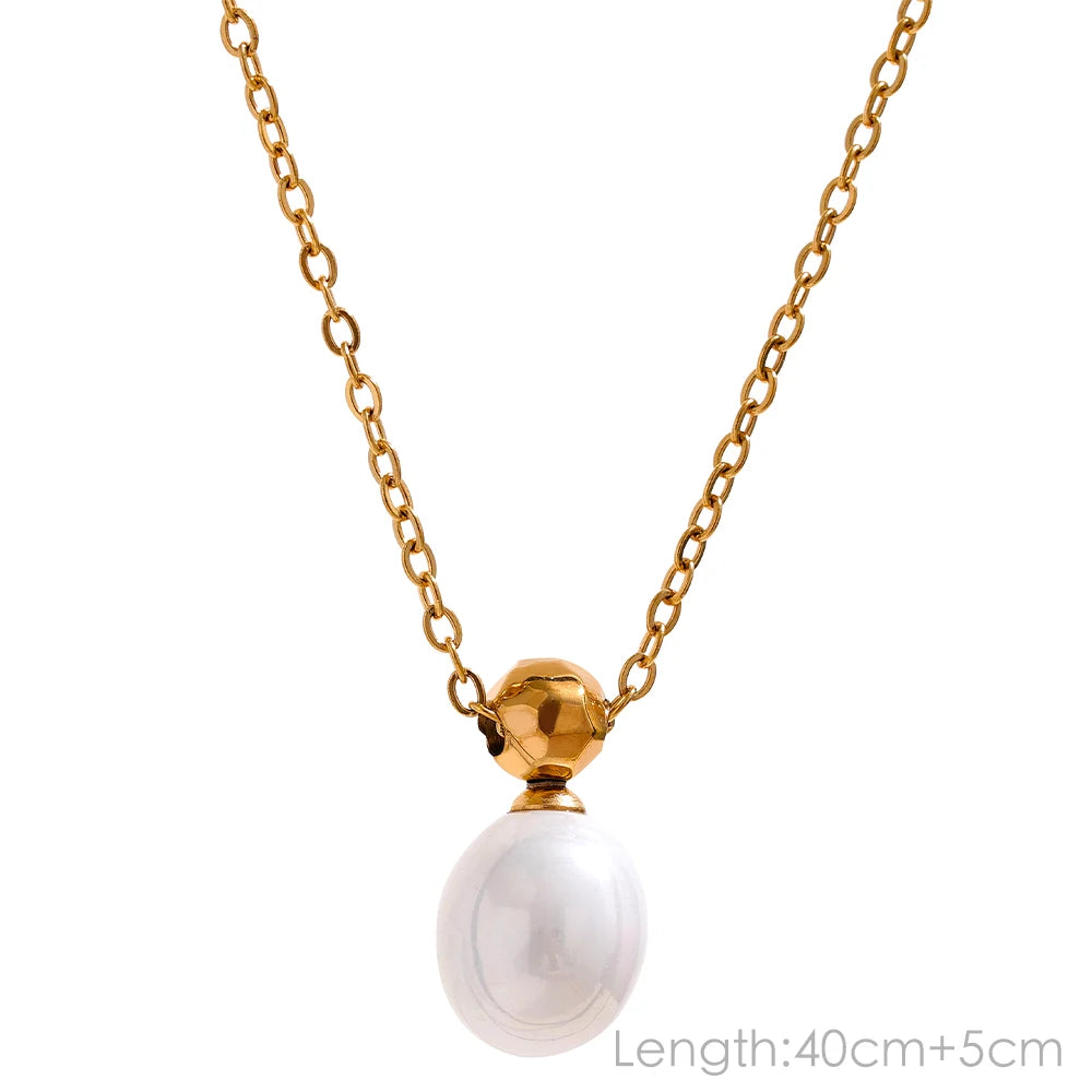 Tarnish Free Natural Pearl Beads Chic Exquisite Necklace Thin Chain Stainless Steel Minimalist Charm Collar Jewelry Women