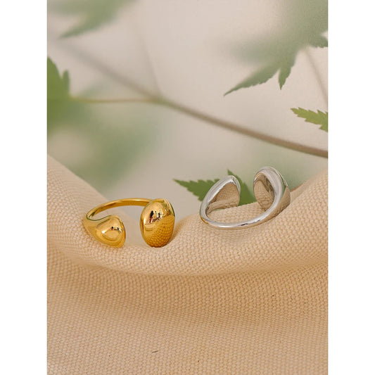 Stainless Steel High Quality Minimalist Daily Smooth Fashion Open Adjustable Ring Waterproof Electroplated Cast Jewelry