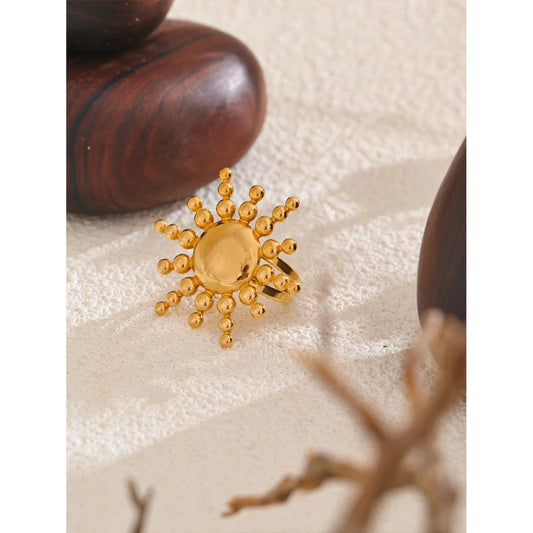 Stainless Steel Open Big Stylish Finger Ring Adjustable Personality Trendy 18k Gold PVD Plated Fashion Jewelry for Women