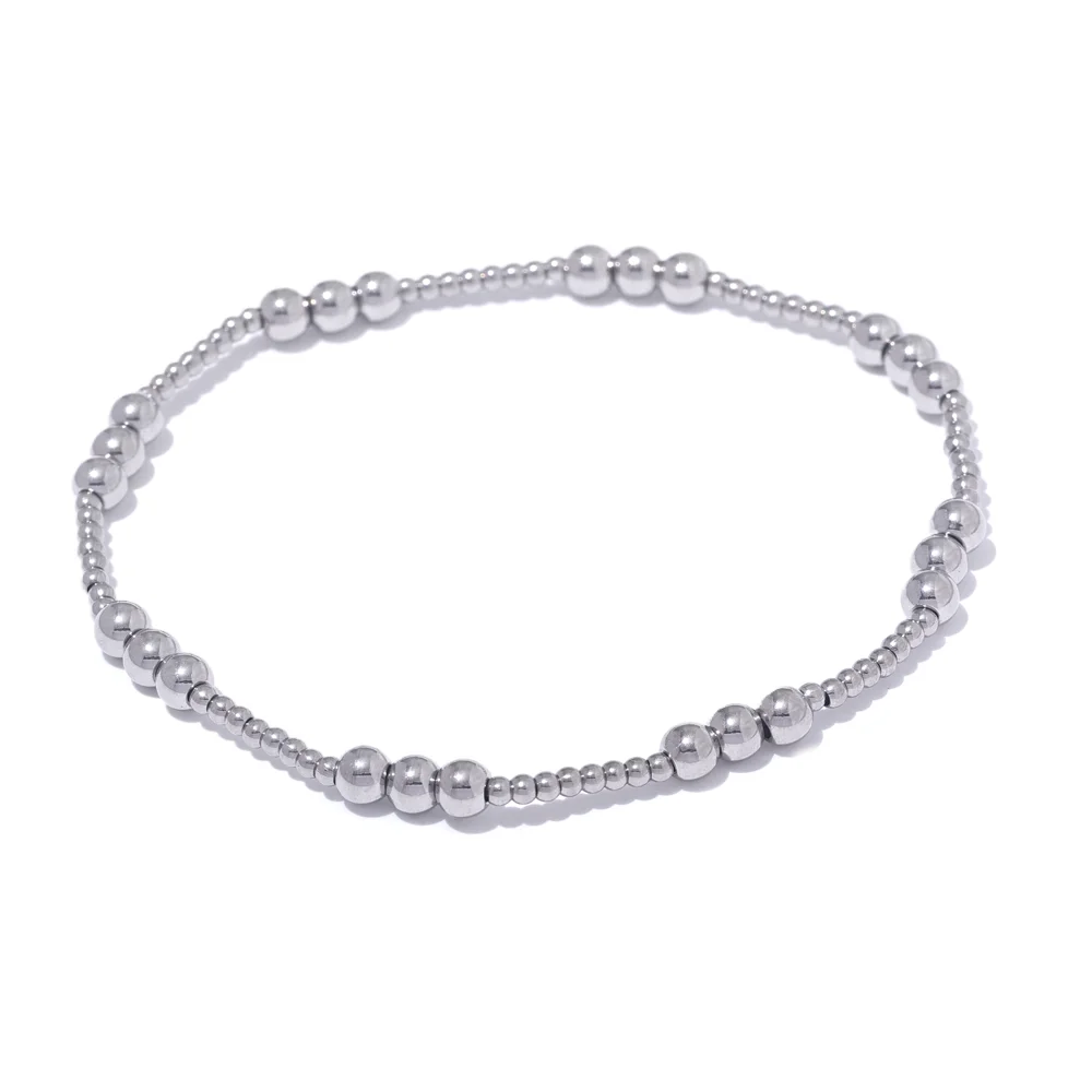 3/4/5/6 MM Stainless Steel Beads Daily Handmade Elastic Bracelet Bangle Waterproof Wrist Wholesale Gold Color Jewelry Men
