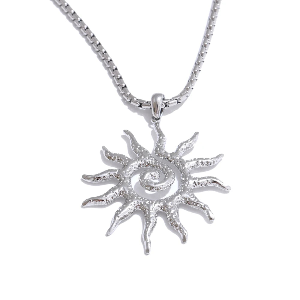 New Popular Stainless Steel Sun Drop Necklace Hoop Earrings for Women Tarnish Resistant Charm Jewelry Set Accessories Gift