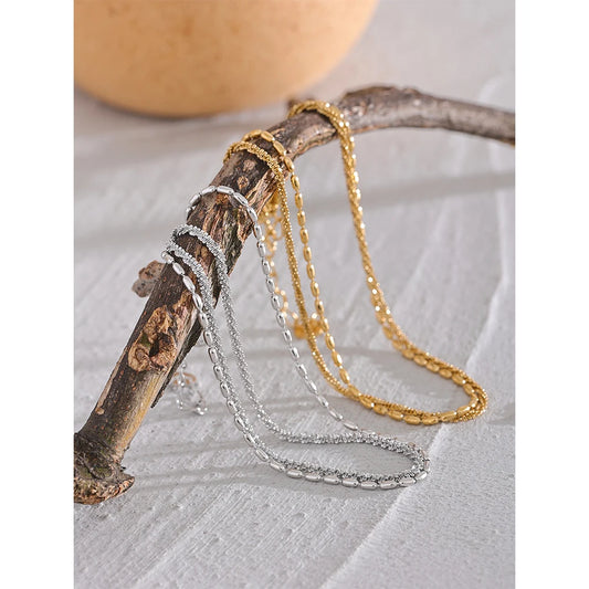 Classic Double Layer Exquisite Chain Stainless Steel Stylish Anklet Women Trendy Summer Charm Gold Silver Color Jewelry