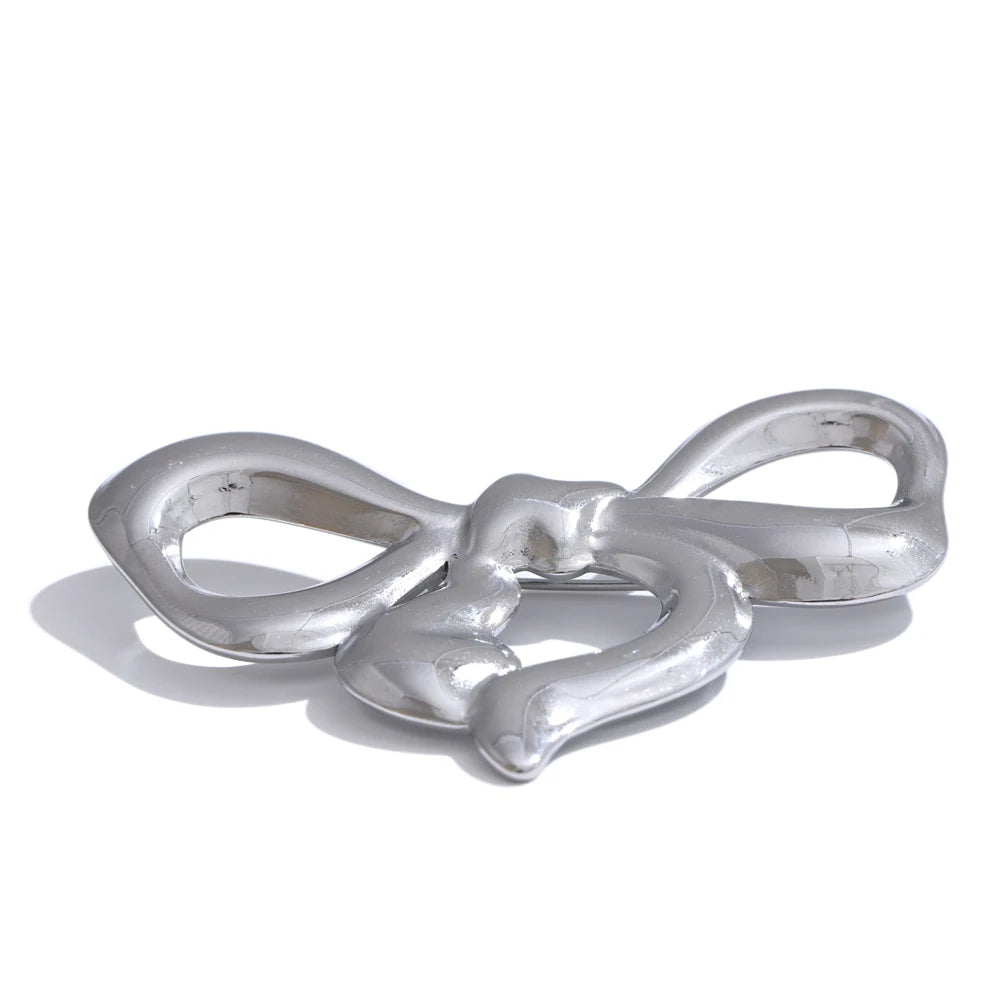 Stainless Steel Christmas Bow Knot Brooches Rust Proof Charm Unisex Jewelry for Women Men Wholesale Gift