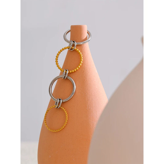 678# Distinctive Stainless Steel Metal Four Finger Stacking Ring Waterproof Charm Trendy Unusual Jewelry Accessories