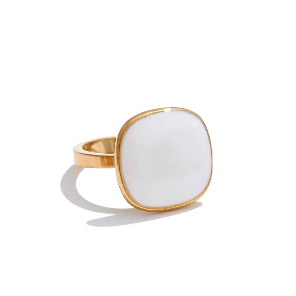 Arrivals Candy Sweet Square Adjustable Ring 18K Golden PVD Plated Stainless Steel Summer Popular Charm Jewelry Gift