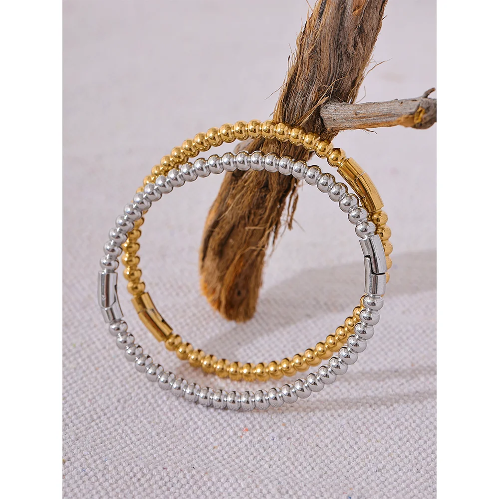 57mm Stainless Steel Statement Bracelet Bangle Charm Metal Handmade Polished Wrist Jewelry Waterproof Accessories