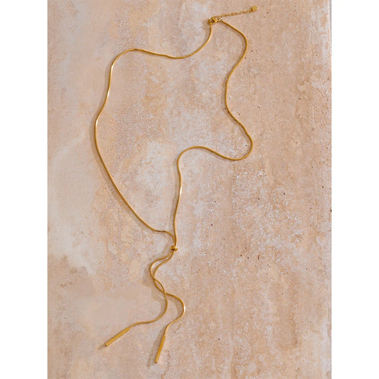 80+5cm Stainless Steel Adjustable Exquisite Sweater Chain Smooth Necklace for Women Minimalist Collar Fashion PVD Jewelry