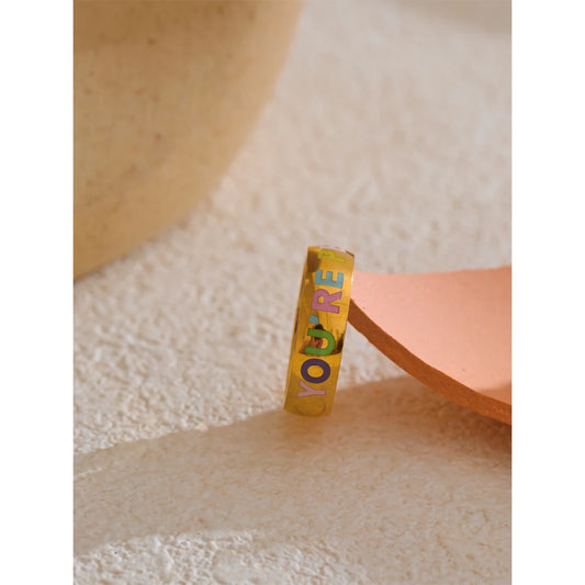 6789# Stainless Steel “You‘Re Perfect” Confident Fashion Ring for Women 18K Gold PVD Plated Minimalist Finger Jewelry Gift