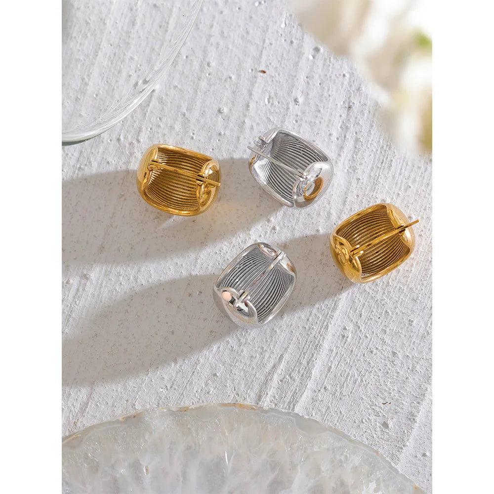 Charm Stainless Steel Chunky Geometric Unusual Earrings Personalized Metal Rust Proof 18K Gold Color Jewelry Bijoux Femme