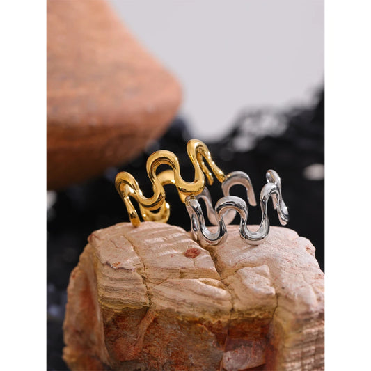 Minimalist Stainless Steel Metal Irregular Open Adjustable Ring for Women Rust Proof Distinctive Jewelry 2025