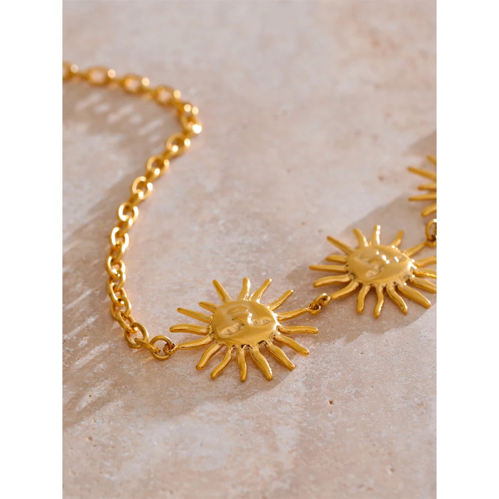 Exclusive Stainless Steel Creative Sun Face Belly Waist Chain Sexy Jewelry 18K PVD Plated Summer Beach Fashion Accessory