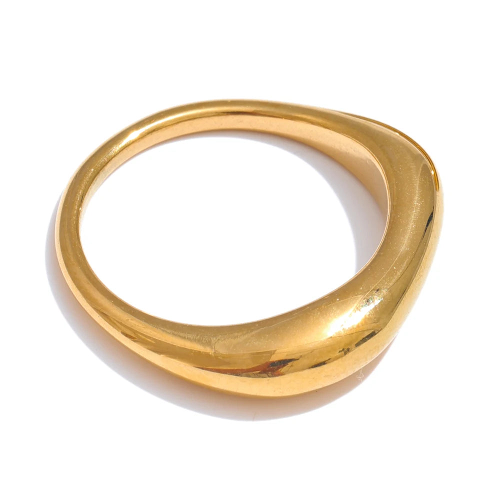 Two Styles Same Series Minimalist Unique Stainless Steel Chic Textured Golden Ring 18K PVD Plated Japan Exquisite Jewelry