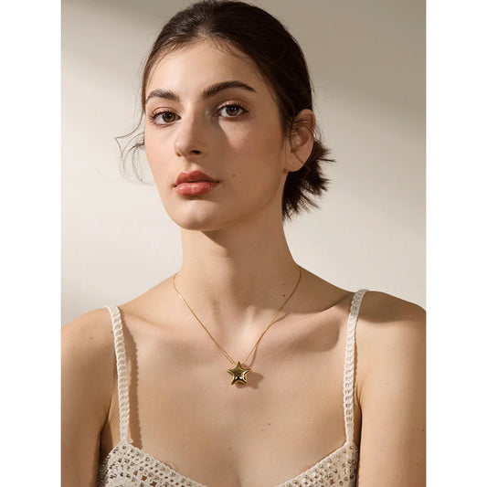 316l Stainless Steel Star Pendant Necklace Waterproof 18K PVD Plated Metal Fashion Jewelry Attractive Women Accessories