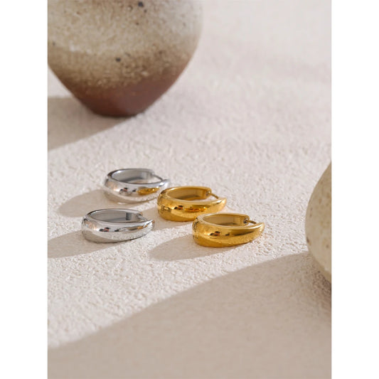 316L Stainless Steel Geometric U-Shape Hoop Earrings 18K Gold PVD Plated Popular Daily Classy Waterproof Jewelry Accessory