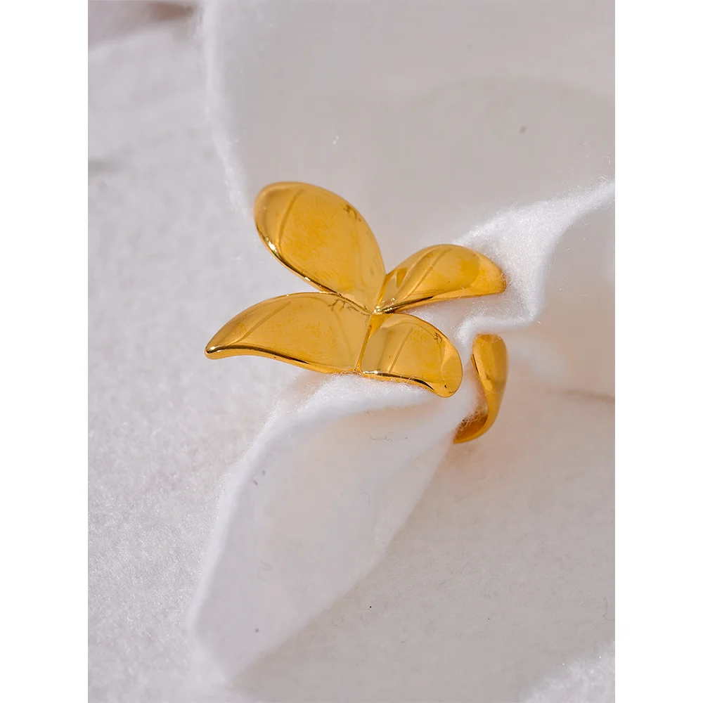 Exquisite Stainless Steel Butterfly Ring Waterproof 18K PVD Plated Metal Fashion Finger Jewelry бижутерия для женщин