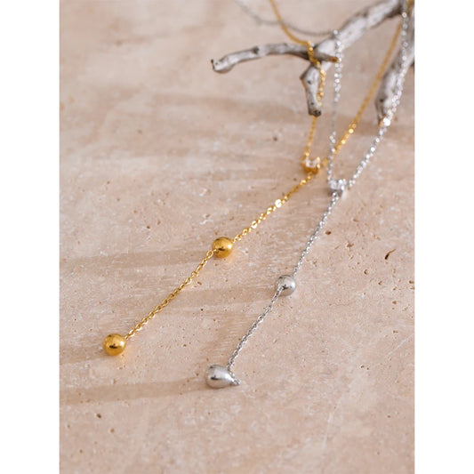 Summer Stainless Steel Heart Love Y Chain Long Thin Sexy Necklace Tarnish Resistant Metal Popular Chic Jewelry 2025