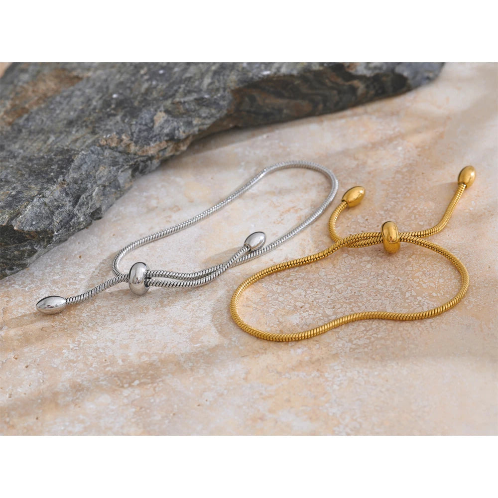 Fashion Exquisite Basic Chain Pull-out Adjustable Bracelet Bangle Gold Platinum Plated Daily High Quality Jewelry Gift
