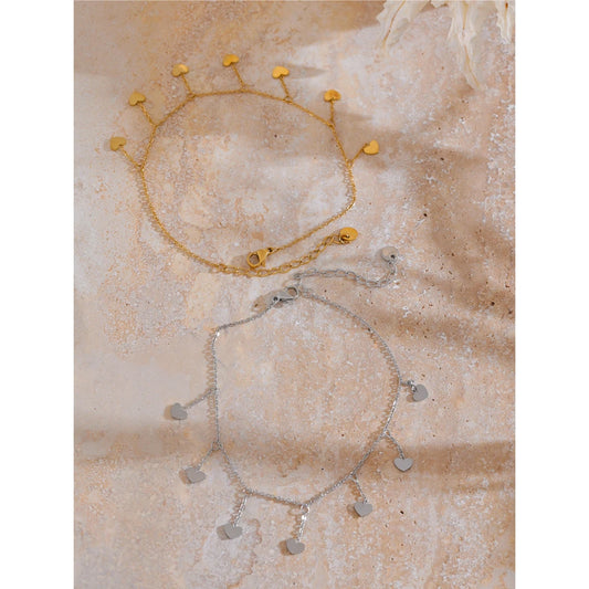 Summer Arrival Stainless Steel Heart Drop Exquisite Foot Chain Anklet for Women Waterproof Sandy Beach Jewelry Bijoux