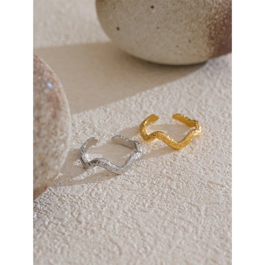 Distinctive Stainless Steel Irregular Hammer Metal Geometric Adjustable Ring Wholesale Accessories Attractive Jewelry