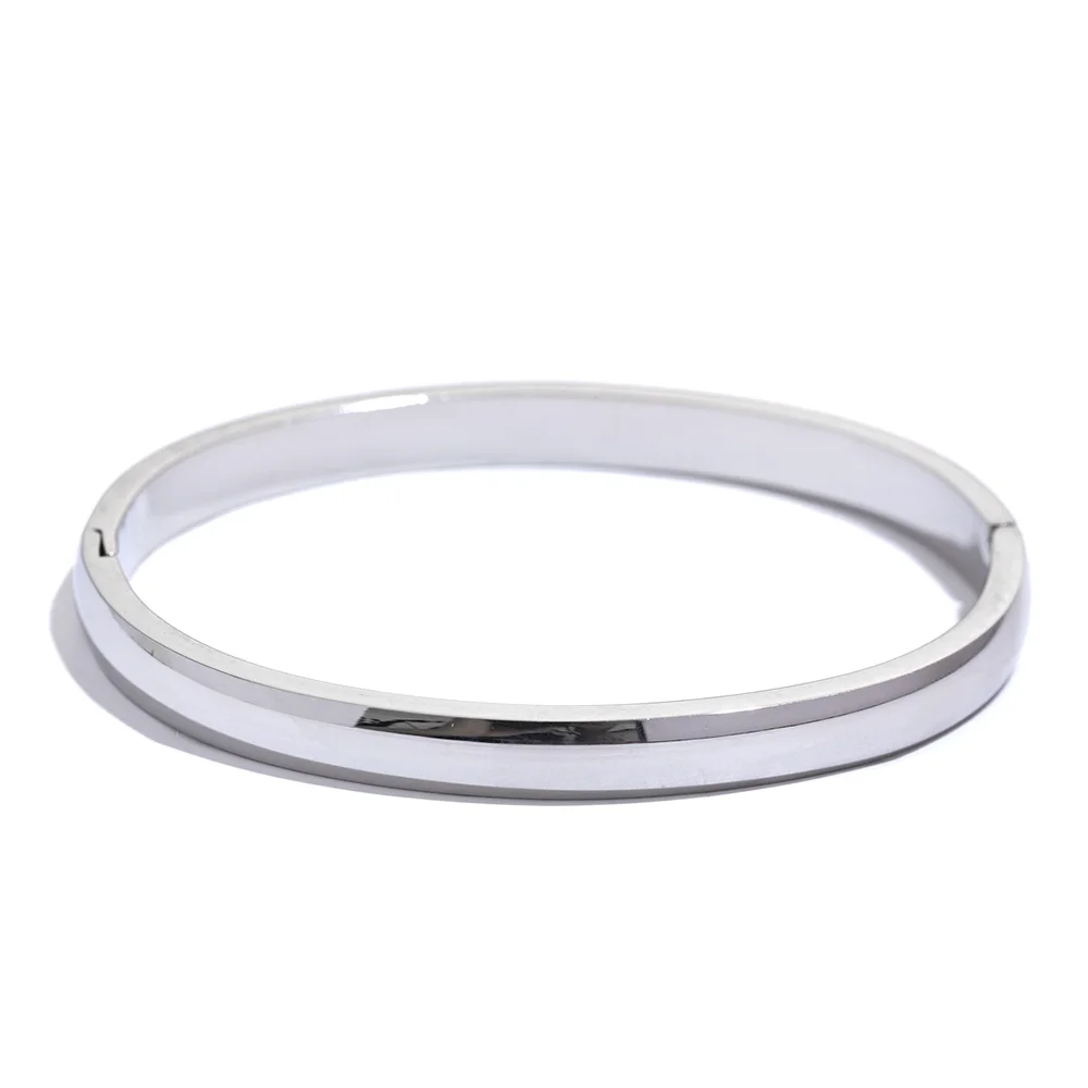 5*60mm High Quality Stainless Steel Round Smooth Bracelet Bangle Minimalist Metal Texture Rust Proof Daily Jewelry Women