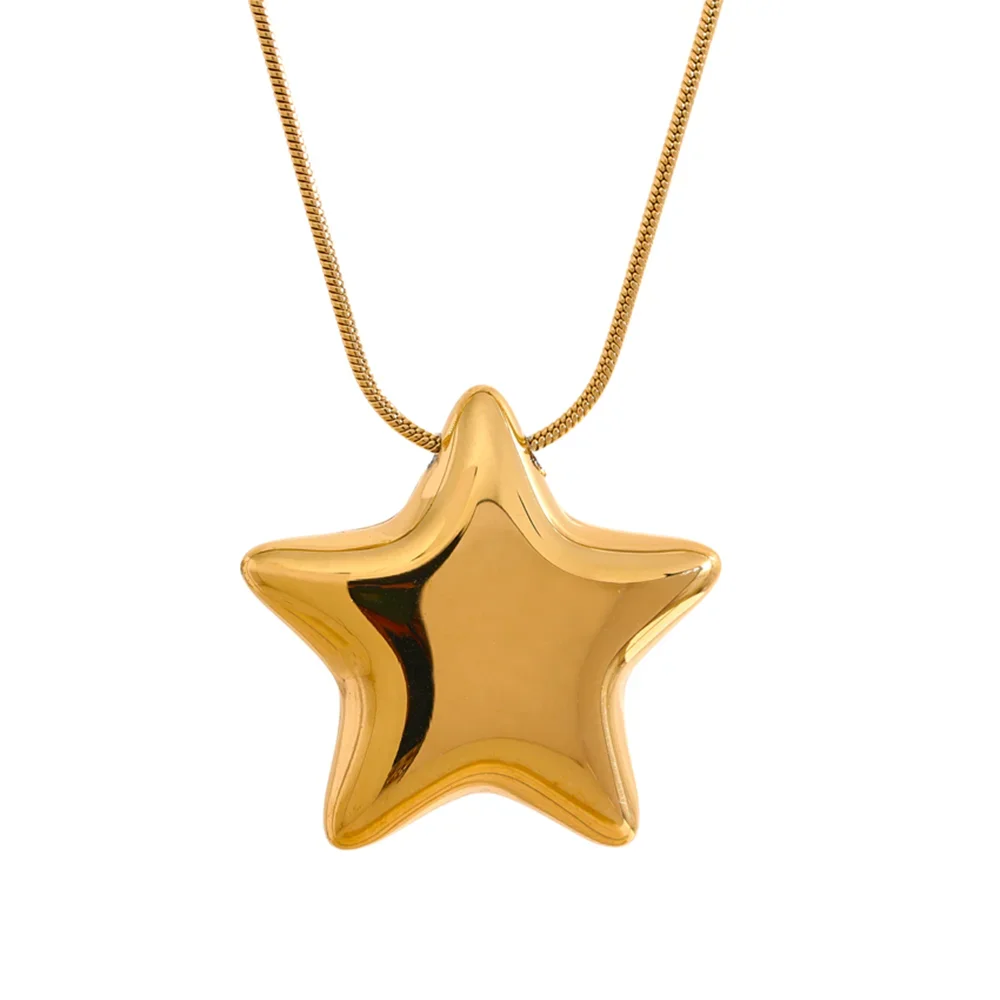 316l Stainless Steel Star Pendant Necklace Waterproof 18K PVD Plated Metal Fashion Jewelry Attractive Women Accessories