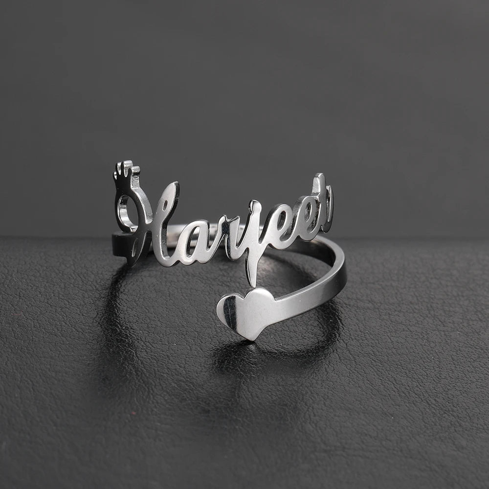 Custom Double First Name Finger Ring For Women Men Personalized Rings Couple Family Gift Gold Color Stainless Steel Jewelry