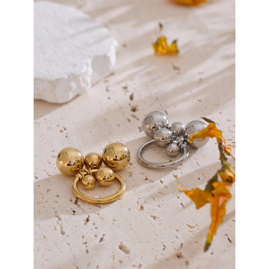 6789# Stainless Steel Beads Ball Handmade Ring Rust Proof 18K PVD Plated Personalized Trendy Charm Finger Jewelry 2025