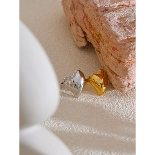 6789# PVD Plated Handmade Polished Smooth Fashion Classic Heart High Quality Finger Ring Gift for Women Exquisite Jewelry