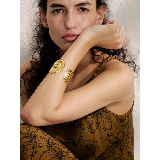 Ocean Series Big OPen Bracelet Bangle 18k Gold PVD Plated Waterproof Fashion Statement Jewelry for Women Holiday Accessory