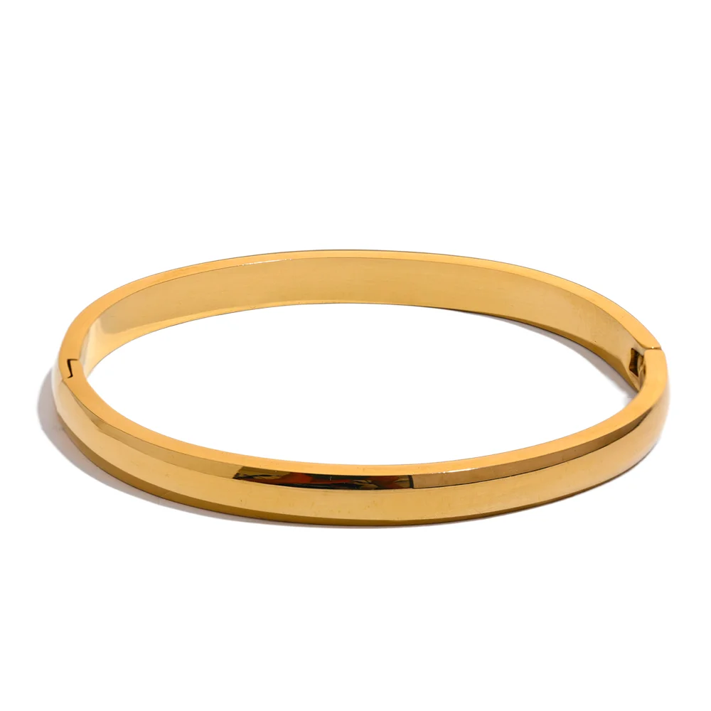5*60mm High Quality Stainless Steel Round Smooth Bracelet Bangle Minimalist Metal Texture Rust Proof Daily Jewelry Women